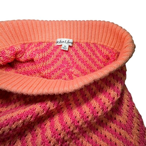 For Love & Lemons Chevron Knit Mini Skirt Pink & Orange XL - Picture 6 of 8